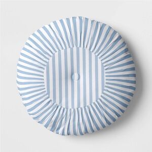 THRESHOLD NWT round stripe pillow -blue/white -18”